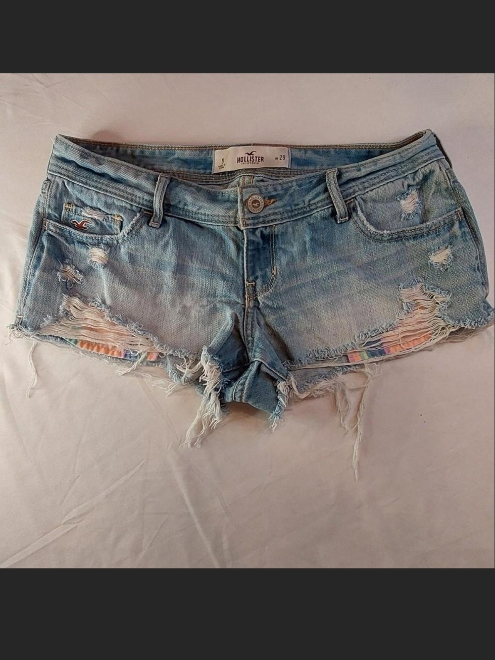 Hollister Rainbow Pocket Denim Cut-off Shorts Size 9 / W29 Excellent Condition